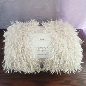Studio McGee Cream Shag Faux Fur Throw